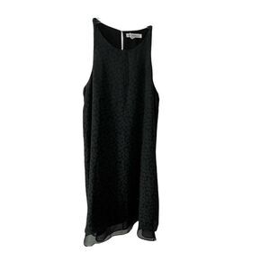 BCBGeneration Black Floral Silky Sleeveless Ruffle Hem Dress Womens Size 8 Chic